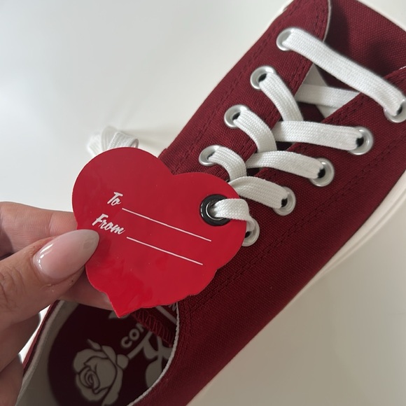 Converse Red Canvas Sneakers with White Soles Valentines Day Collection - Picture 5 of 12